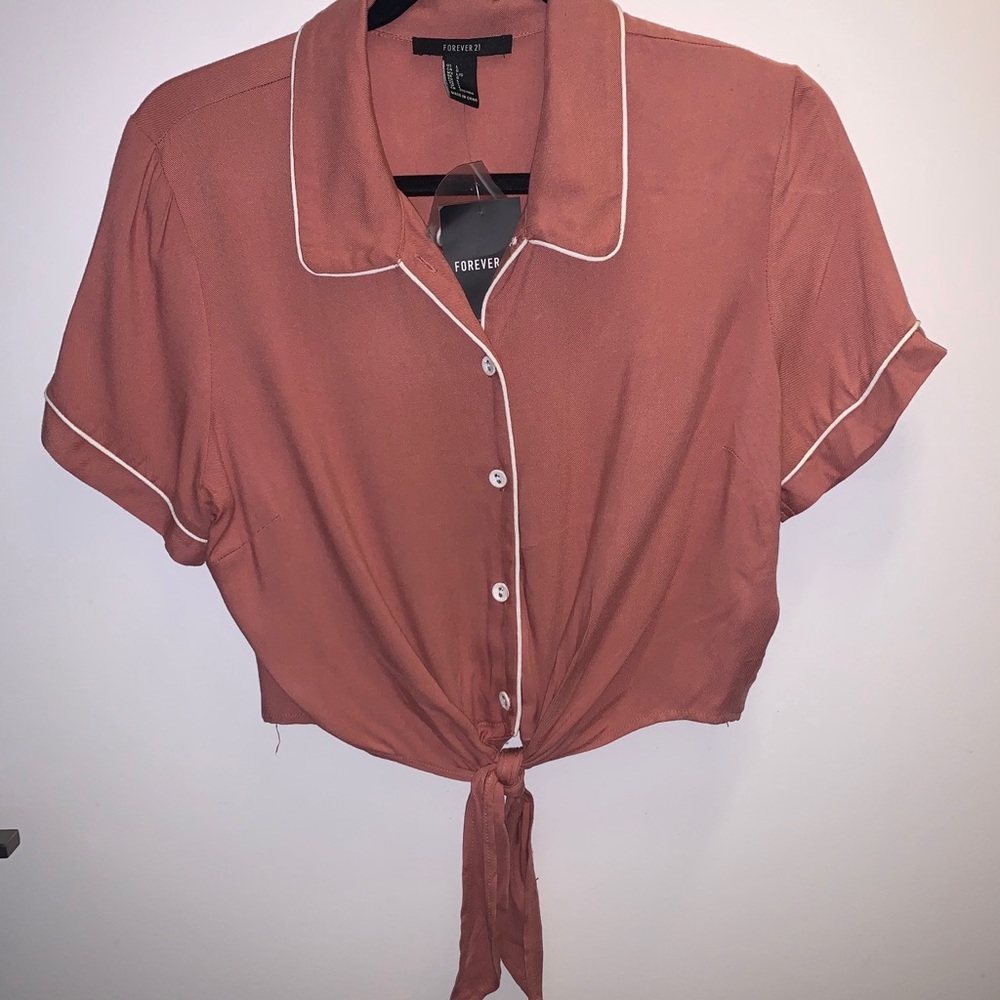 Tie waist button up top